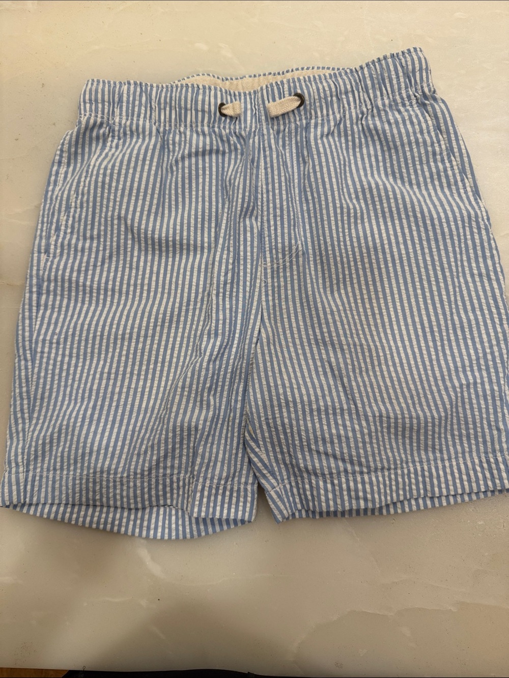 J. Crew Light Blue and White Seersucker Stripe Kids Shorts